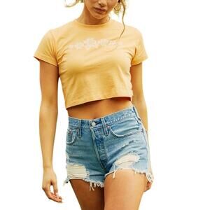 LEVI'S 501 High Rise Cut Off Denim Shorts Size 32 Quiet Riot Button Fly Festival